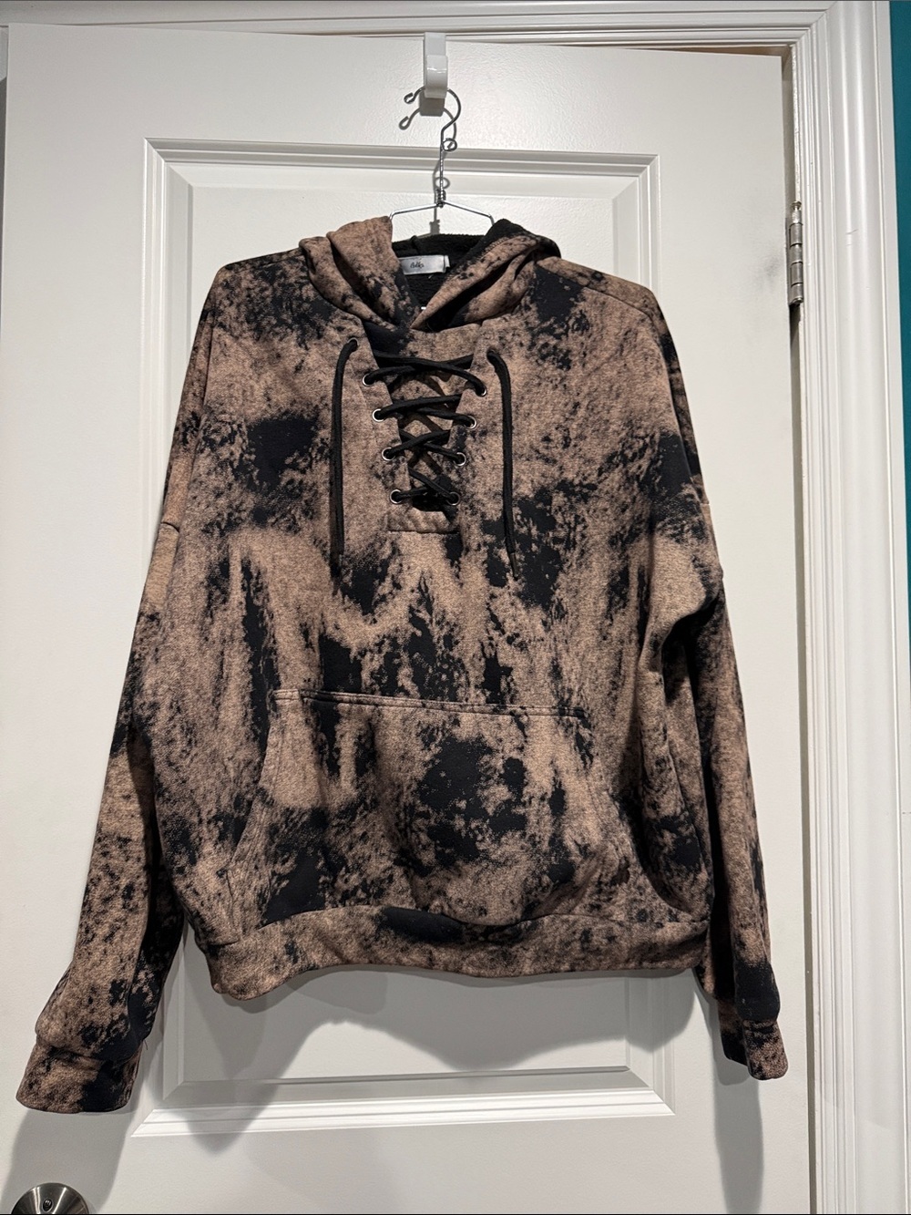 Adika Black & Brown Lace-Up Tie-Dye Hoodie